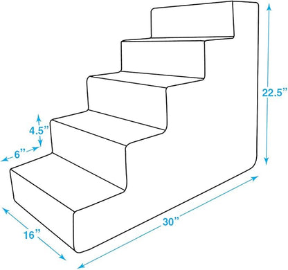 Best Pet Supplies Dog Stairs & Steps - Foam Steps for Small Dogs & Cats, Non-Slip Indoor Balanced Pet Step Support, Dog Ramp, No Assembly, Pale Teal, 5-Step (22.5-inch Height)
