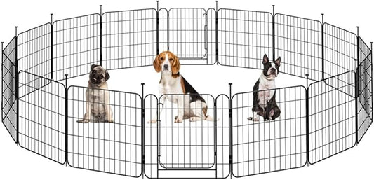 Yaheetech Expandable Dog Playpen, 16 Panel 20 inch Puppy Playpen with Door Indoor/Outdoor Pet Fence for Small Medium Dogs