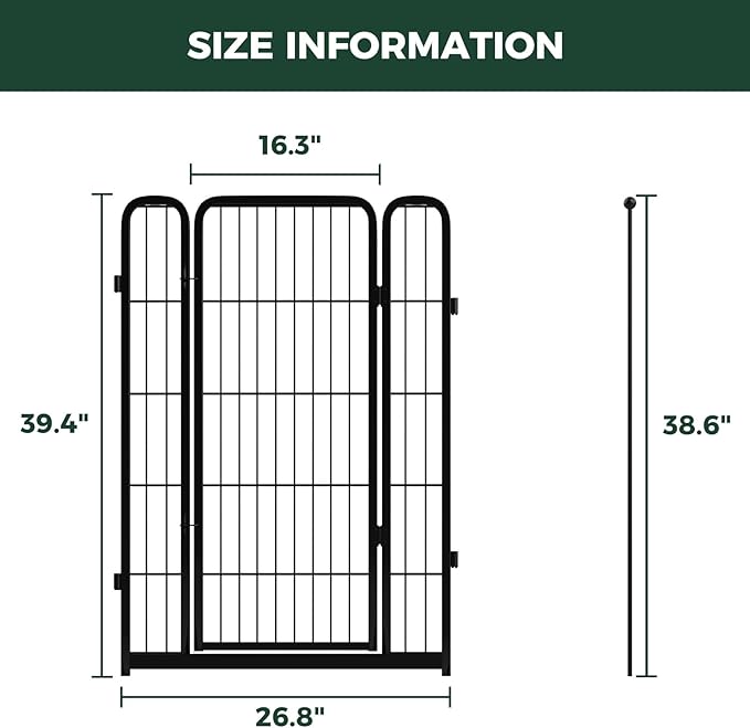 FXW Homeplus Unleashed Dog Playpen Designed for Indoor Use, 1 Add-on Gate, 40" Height for Medium and Large Dogs, Black │Patented