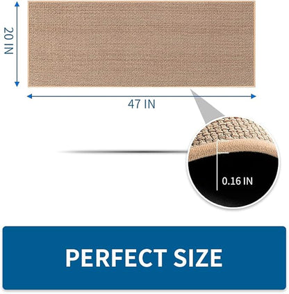 Kitchen Rugs Non Slip Washable, Absorbent Kitchen Mats for Floor, Braided Kitchen Runner Rug with Rubber Backing, Durable Dirt-Resistant Kitchen Carpet for Front of Sink (Beige,20"x47")