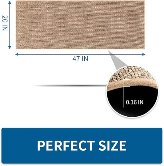 Kitchen Rugs Non Slip Washable, Absorbent Kitchen Mats for Floor, Braided Kitchen Runner Rug with Rubber Backing, Durable Dirt-Resistant Kitchen Carpet for Front of Sink (Beige,20"x47")