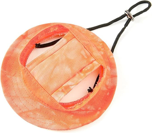 Round Brim Princess Hat Visor Hat Pet Dog Mesh Porous Sun Hat with Ear Holes for Small, Extra Small Dog Teddy, Pug, Chihuahua, Shih Tzu, Yorkshire Terriers, Papillon T-Orange L