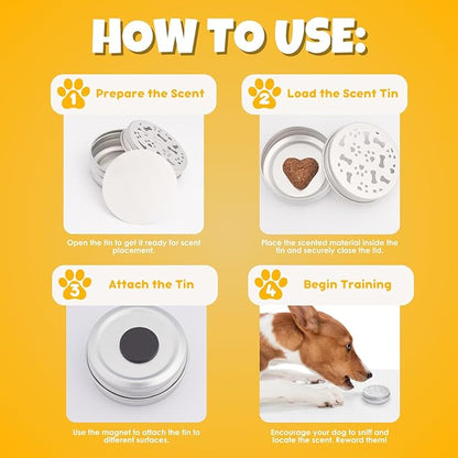 Ink Oil Scent Work Tins - Dog Scent Training Kit - Nosework Detection & Enrichment Scent for Home, Professional Pet Trainers - Reusable Tins with Magnets for Easy Hiding – Bite-Resistant –10 Pcs Set