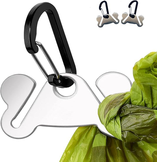 2PCS Dog Poop Bag Holder, Waste Holder for Dispenser Carrier, Hand Free Metal