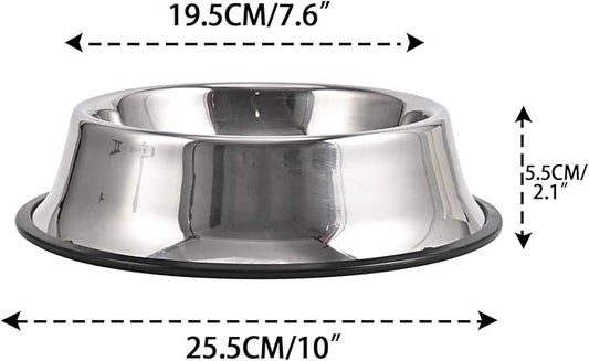 2Packs Stainless Steel Dog Bowl with Anti-Skid Rubber Base for Small/Medium/Large Pet, Perfect Dish, Pets Feeder Bowl and Water Bowl Perfect Choice for Dog Puppy Cat and Kitten (26oz)