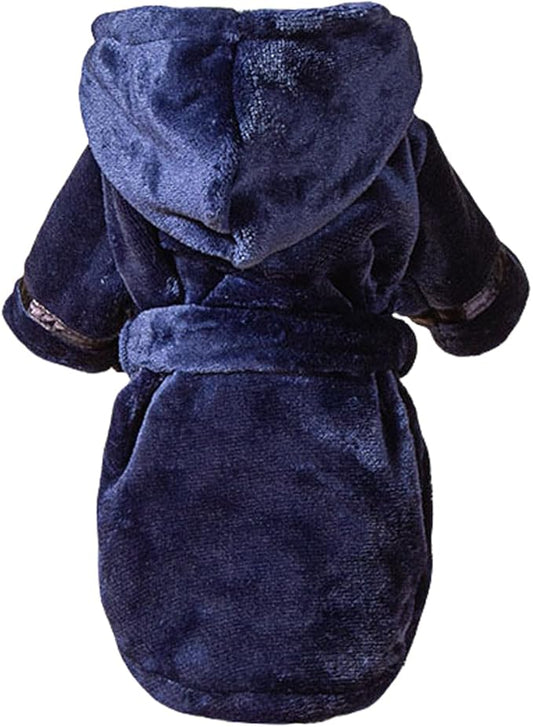 Luxury Small Dog Bathrobe - Soft Flannel Pajamas, Quick Drying Hooded Bath Robe, Super Absorbent Towel for Puppies and Cats