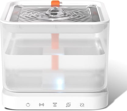 Wireless Cat Water Fountain,Cat Water Fountain 3L/101oz Large Capacity Battery Operated Pet Water Fountain Indoor with Motion Sensor for Cats Dogs BPA-Free