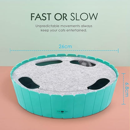 Pawaboo Interactive Cat Toy with Running Mouse, Electronic Motion Cat Toy Automatic Teaser for Indoor Cats, Pop and Play Hide Seek Cats Toys Hunting Mouse for Pet Kitten Play Fun Exercise, Lake Blue
