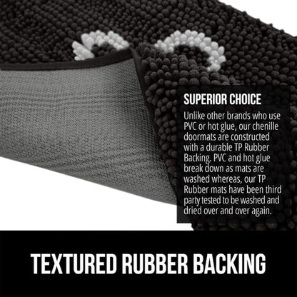 GORILLA GRIP SoakSTOPPER Dog Door Mat, 36x24 Machine Washable Rug Absorbent Doormat Captures Moisture Mud Dirt, Quick Dry Soft Chenille Entryway Rugs Indoor Entrance Mats for Dog Paws, Black White
