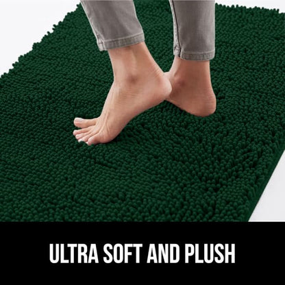 GORILLA GRIP SoakSTOPPER Dog Door Mat, 30x20 Machine Washable Rug Absorbent Doormat Captures Moisture Mud Dirt, Quick Dry Soft Chenille Entryway Rugs Indoor Entrance Mats for Dog Paws, Deep Green