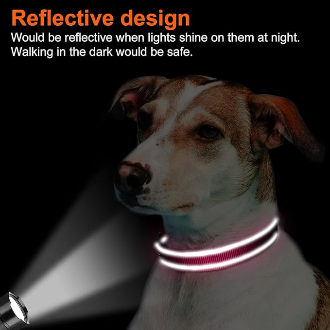 Joytale Reflective Dog Collar, Soft Neoprene Padded, Metal D-Ring, Nylon Pet Collar Adjustable for Puppy and Small Dogs, Hotpink, XS