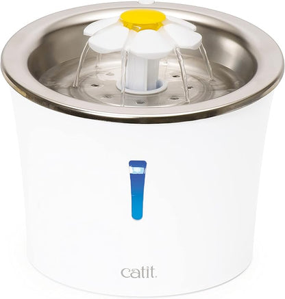 Catit LED Flower Fountain with Triple Action Filter, Cat Drinking Water Fountain, 3 L