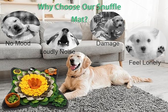 Rabbit Foraging Mat Snuffle Mat, Feeding Mat Interactive Feeding Puzzle Toy, Pet Sniffing Training Mat for Dogs, Hamsters Guinea Pigs Stress Relief