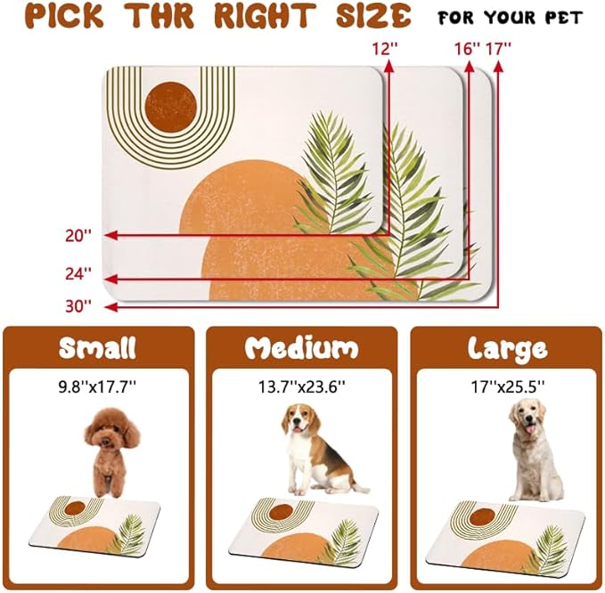 Dog Food Mats for Floors Waterproof, Cat Water Bowl Mats Pet Feeding Absorbent Placemats Bohemia 17 * 30 inch