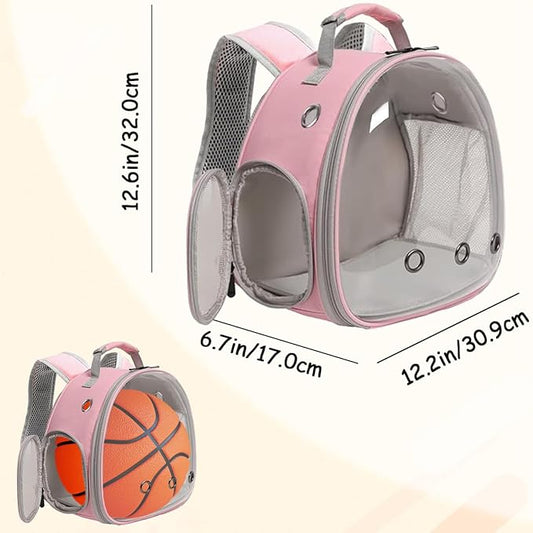 Guinea Pig Carrier, Clear Bubble Window for Guinea Pig, Bunny Rat Bird (Pink, Backpack)