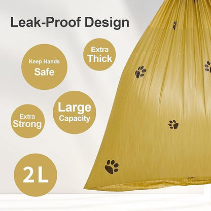 Dog Poop Bags With Dispenser, Strong and Leak-proof Waste Bags for Pets, Floral Scented, 270 Count (18 Packs of 15), 13 Inch x 9 Inch (Khaki)