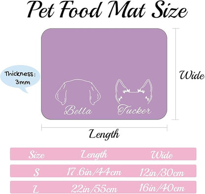 Personalized Dog Food Mats for Floors Custom Pet Placemat Mats for Food and Water Waterproof Customized Pet Food Mat with Name Gifts for Dog & Cat Owners Design 4