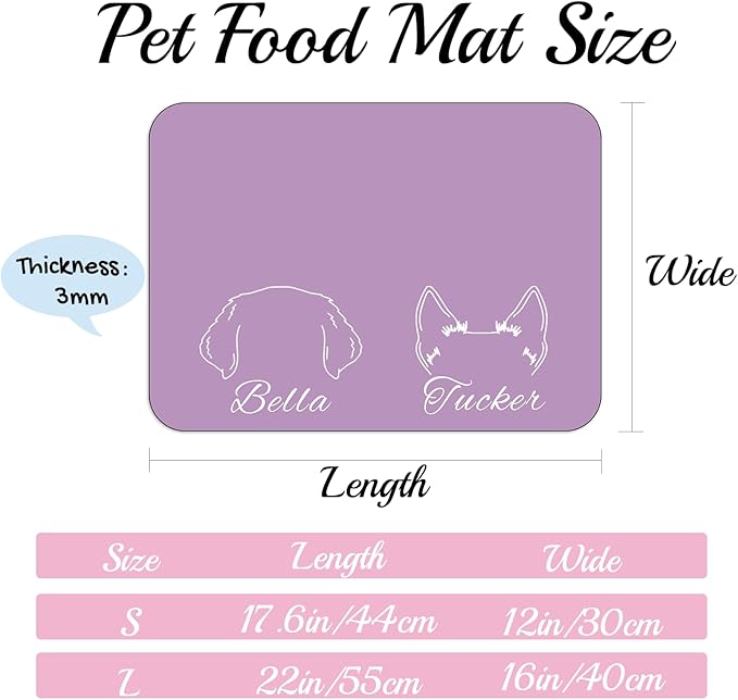 Personalized Dog Food Mats for Floors Custom Pet Placemat Mats for Food and Water Waterproof Customized Pet Food Mat with Name Gifts for Dog & Cat Owners Design 7