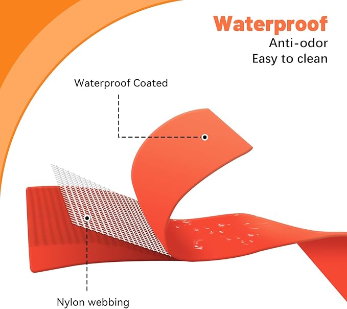 Waterproof Dog Collar, Easy to Clean Rubber Dog Collars with Quick Release Buckle Fits Small Medium or Large Dogs (Orange, L < 15.4-24.8 inch)