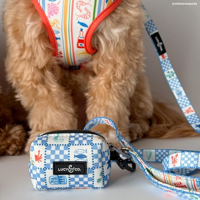 Lucy & Co. Sunny in Sicily Dog Poop Bag Holder, Durable Waste Bag Dispenser with Clip for Leash