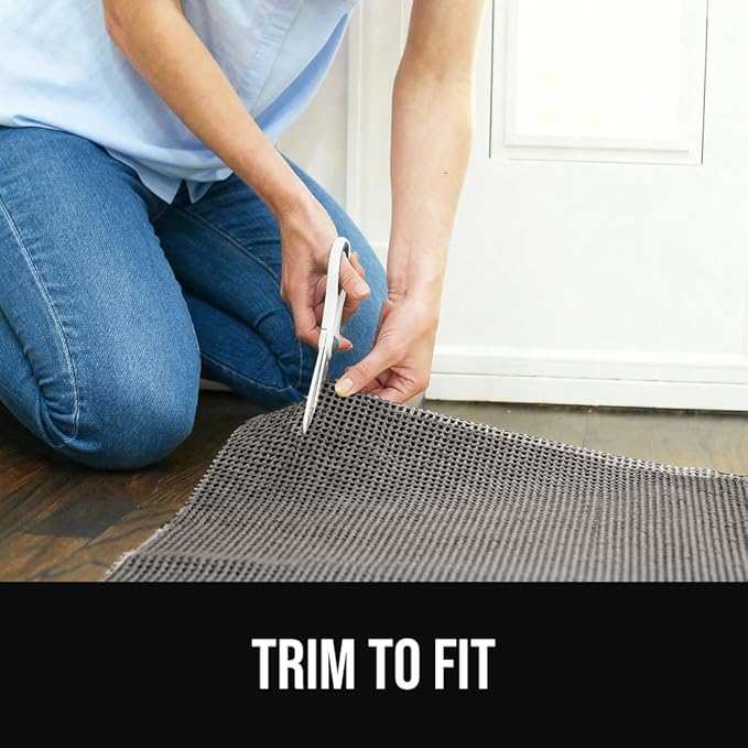 GORILLA GRIP Premium Dual Sided Extra Thick 5x7 Rug Gripper Pad for Hardwood Floors, Breathable Slip Resistant Pad Grips Under Carpet Area Rugs for Hard Surface Floor Protection, Easy Trim Mats, Grey