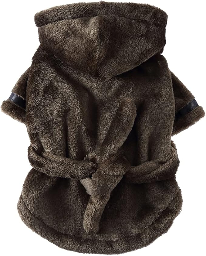 Dog Drying Robe Coat Super Absorbent Soft, Fast Drying Pet Dog Bathrobe Towel with Adjustable Waistbelt
