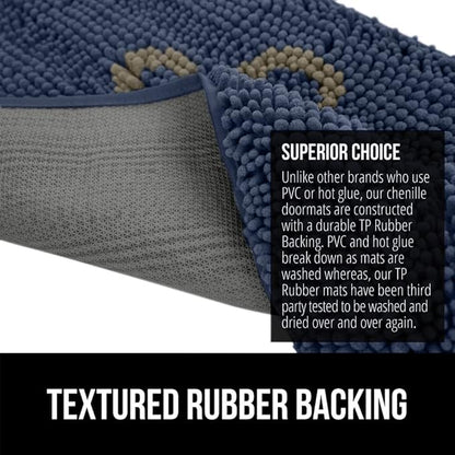 GORILLA GRIP SoakSTOPPER Dog Door Mat, 48x30 Machine Washable Rug Absorbent Doormat Captures Moisture Mud Dirt, Quick Dry Soft Chenille Entryway Rugs Indoor Entrance Mats for Dog Paws, Navy