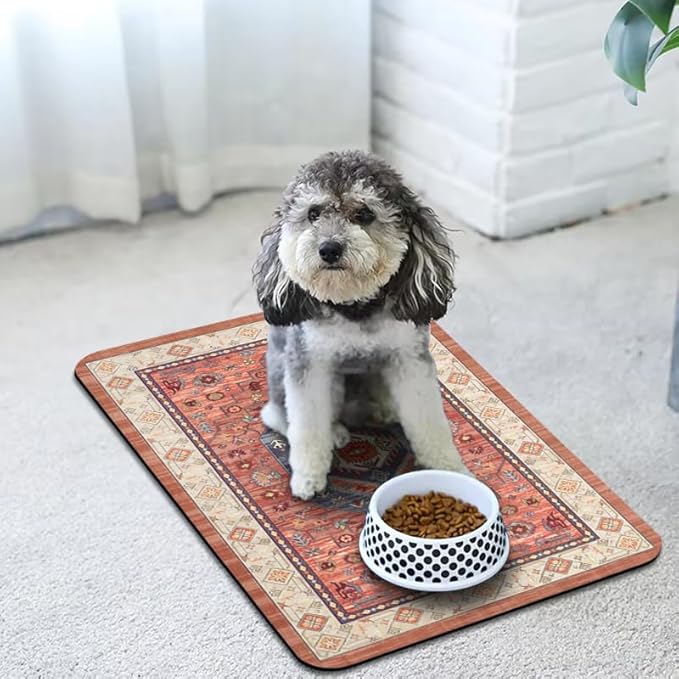 Dog Food Mats for Floors Waterproof, Pet Water Bowl Mats Pet Feeding Absorbent Placemats 16 * 24 inch