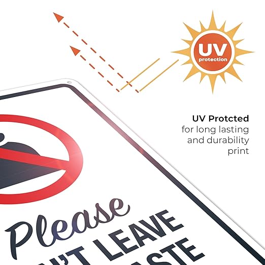 Please Don’t Leave Dog Waste Bags Here 10x14 Inches, 55 mil Thick HDPS (high Density polystyrene), Made in USA