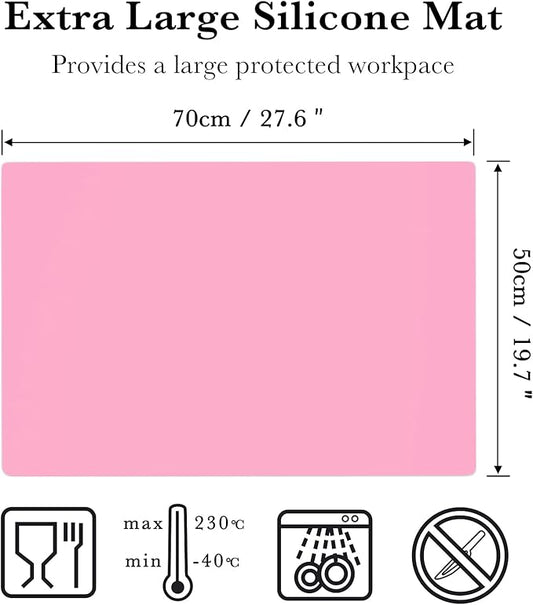 Gartful Pink Oversize Silicone Mat 27.6" x 19.7", Silicone Sheet for Crafts, Nail Arts, Painting, Epoxy Resin Jewelry Casting Mat, Countertop Protector, Table Placemat Pad, Nonstick Nonskid