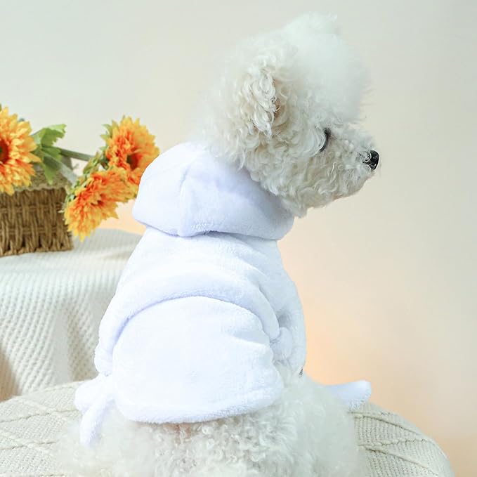 Dog Bathrobe Fast Absorbent Hooded Bath Towel Small Dog Thickened Luxury Pajamas Sleepwear Super Soft Microfibre Pet Bath Robe Nightwear Dog Drying Coat Bag for Puppy Cats Chihuahua Yorkie Poodle
