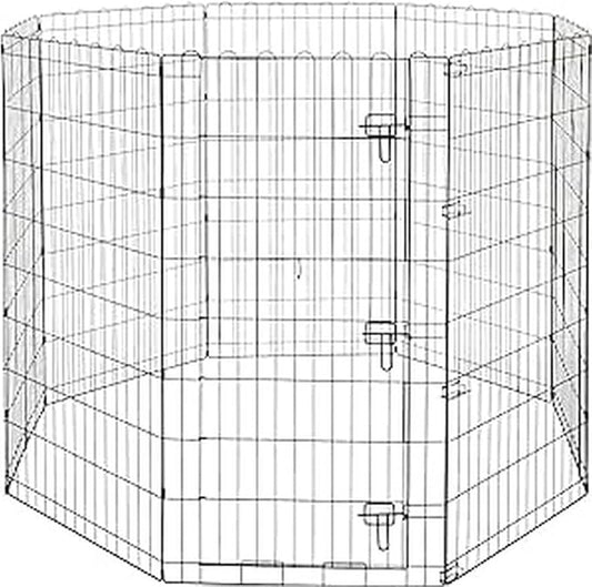 Amazon Basics Foldable Metal Indoor/Outdoor Dog Playpen, Octagonal Exercise Pen, Single Door, 8 Panels, 48 Inch Tall, X-Large, 60 x 60 x 48 Inches, Easy to Assemble, Black