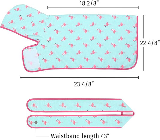 HDE Dog Bathrobe Super Absorbent Quick Drying Puppy Towel Wrap Coat Adjustable After Bath Robes with Hood for Dog Sizes S-XXL Flamingos S