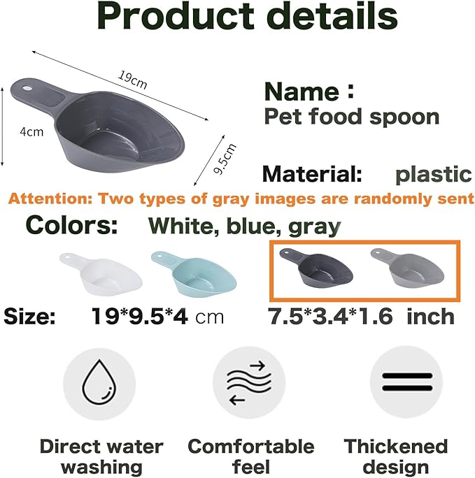 3PCS Dog Food Scoop 1 Cup, Plastic Pet Food Scoop with Measuring Lines 1/2 Cup 1/4 Cup for Dogs Cats Birds and Rabbits