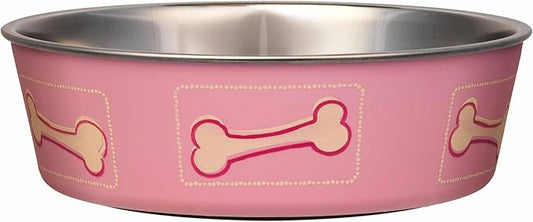 Loving Pets Bella Dog Bowls- Stainless Steel Dog & Cat Bowls - Spill Proof Dog Food Bowl, Cat Bowl, Puppy Essentials & Pet Supplies Great for Home & Travel (Large 35-65 lbs, Coastal Pink)