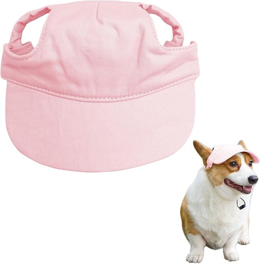 Dog Baseball Cap,Pet Summer Beach Hat,Dog Cat Sunbonnet Cap with Ear Holes,Adjustable Cat Visor for Small Medium Large Dogs (Pink, Medium)