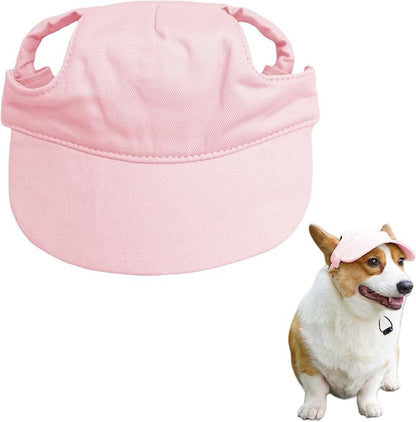 Dog Baseball Cap,Pet Summer Beach Hat,Dog Cat Sunbonnet Cap with Ear Holes,Adjustable Cat Visor for Small Medium Large Dogs (Pink, X-Large)