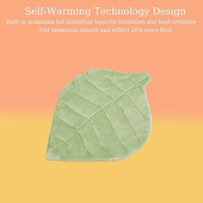 Self Warming Cat Leaf Mat,Comfortable Soft Fabric Breathable Cozy Cat Warm Bed Mat with Foil Insulation,Cat Bed Mat for All Seasons, 26.5"x20.5" Ideal for Cats Small Pets