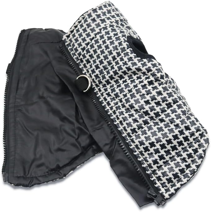 Winter Dog Coats Warm Houndstooth XS Dog Jacket Pet Dog Jackets Puppy Cold Weather Coat Pet Clothes for Small Dogs, XS