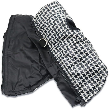 Houndstooth Pet Jacket Small Dog Coats with D-Rings Jackets for Small Dogs