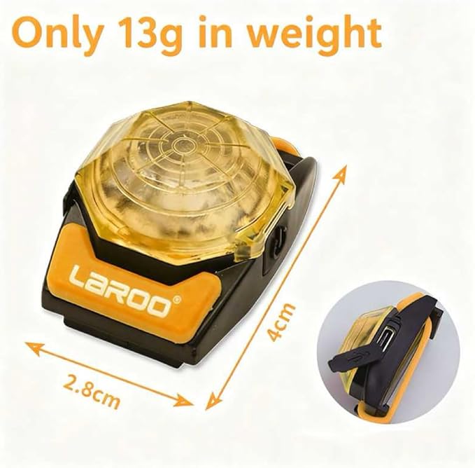 LaRoo Dog Collar Light for Night Walking - USB-C Rechargeable, 13g Ultra Light Waterproof LED Pet Safety Light with 3 Modes, Small Medium Dogs, Anti-Lost Pet Camping Running Essentials(Yellow)