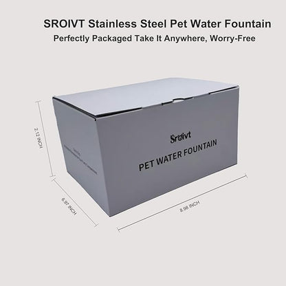 Cat Water Fountain Stainless Steel - cat Fountain - Water Fountains for Cats - pet Water Fountain - Dog Water Fountain - Stainless Steel cat Water Fountain Cordless - 88oz/2.6L,1Filters