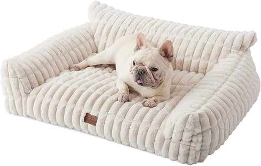 Joydeco Cat Couch for Pets, 36 inch Plush Pet Sofa, Cat Bed for Indoor Cats with Removable Washable Cover, Supportive Pet Sofa, Cream