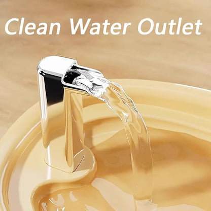 Water Fountain, 2026 New Triple-Filter Pet Water Fountain, 50.72oz/1.5l Automatic Cat Dog Fountain, Ultra-Quiet Pump with Led Indicator for Cats Dogs Multi Pets (Yellow)