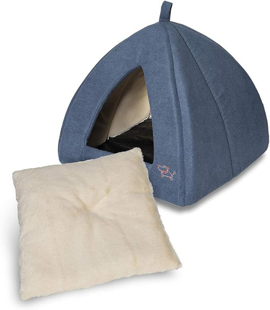 Best Pet Supplies Cat Bed for Indoor Cat, Domed Tent House with Removable Pillow, Covered Cat Cave for Small Dog, Puppies and All Breeds of Cats - Navy, 19 x 19 x H:19"
