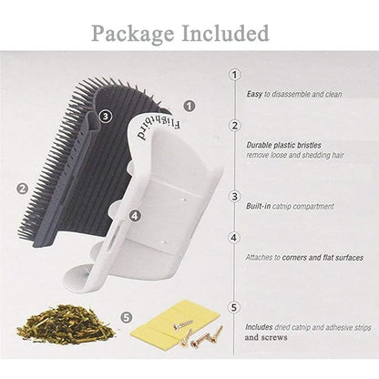 3.0 Softer Cat Self Groomer with Catnip, Dog Cat Corner Groomer,Wall Corner Scratcher Comb,Grooming Massage Brush, Perfect Scratch Massager Tool for Long & Short Fur Kitten/Puppy (1 Pack)