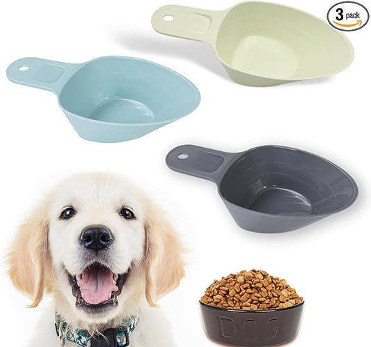 3PCS Dog Food Scoop 1 Cup, Plastic Pet Food Scoop with Measuring Lines 1/2 Cup 1/4 Cup for Dogs Cats Birds and Rabbits
