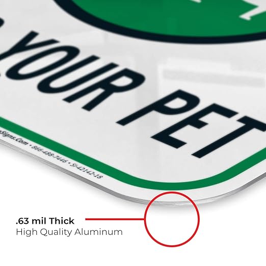 Clean Up After Your Dog Sign, Please Pick Up After Your Pet Sign, 12x18 Inches, Rust Free .063 Aluminum, Fade Resistant, Made in USA