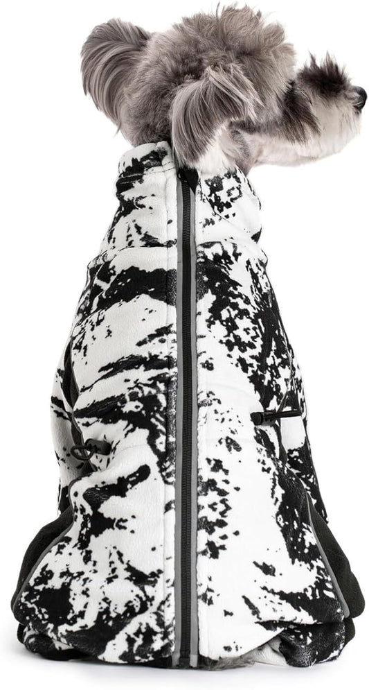 Fleece Dog Coat for Small Medium Dog,Pullover Pajamas Jumpsuit Bodysuit Puppy Coats with Legs, Pet Windproof Warm Cold Weather Jacket Full Body Vest Cozy Snowsuit Outfit Clothes (White, XXL)