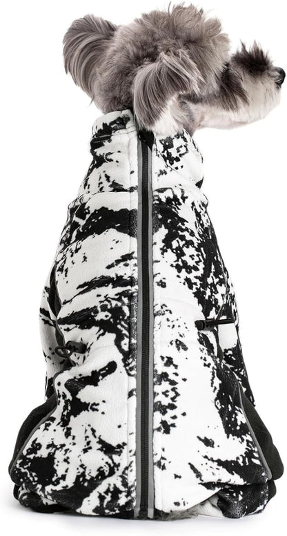 Fleece Dog Coat for Small Medium Dog,Pullover Pajamas Jumpsuit Bodysuit Puppy Coats with Legs, Pet Windproof Warm Cold Weather Jacket Full Body Vest Cozy Snowsuit Outfit Clothes (White, XL)